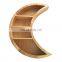 custom wall decor natural stain moon shape wooden shelf rustic floating shelves