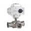 High Performance DN25 1inch  AC220V Stainless steel 3 Way Tri-clamp Sanitary electric ball valve