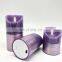 Moving wick flameless LED candle Purple OEM ODM  drawing paraffin wax candle