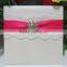 New Coming Cheap White Lace Decor Wedding Invitation Cards with Ribbon