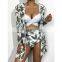2022 New Sexy Three Pieces Bikini Set Cover Up Swimwear Women Swimsuit Print Long Sleeve Bathing Suit Beachwear Women Bikinis