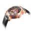 Luxury Brand Rose Gold Color Watch Luminous Hand Black Genuine Leather Classic Automatic Movement Men watch skeleton