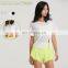 Side Spilt Sports Mesh Short Sleeve Tshirts Womens Custom Polyester Backwards Yoga Tops