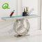 Modern Stainless Steel Console Table Black GlassTop Rectangle Table for Home Hotel