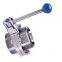 Food Grade 304 316 Sanitary Sms Din Round Manual External Thread End Connect butterfly Valve