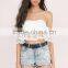 2016 Off Shoulder Pink Lace Crop top