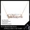 Alphabet letter 'forever' shape pendant necklace,18k women necklace rose gold plated friendship necklace charm wholesale