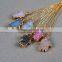 Hamsa shape druzy gemstone pendant necklace gold edged jewelry charms