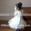 2015 spring girls dress retro style tutu dress black and white princess skirt long sleeve princess dress with necklace