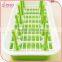 Kitchen Tableware Plastic Rectangle Green Draining Dish Rack for Water Cups and Saucers Holder