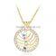 New Hollow Out Geometric Heart Long Chain Necklace Round Silver Gold Plated Rhinestone Pendant Necklace for Women Jewelry Gifts