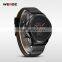 WEIDE Newest Male Clock Calendar Stainless Steel Case Black Leather Strap Relojes Men Quartz Wrist Tag Men Sports Watch WH3305