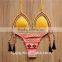 Yellow Sexy Crochet Brazilian Bikini, croche hand knitted swimsuit