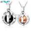 Ball in Cage Pendant Necklace Stainless Steel Globe Couple Necklaces