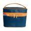 Fashion Blue Embossed Pvc Beauty Case With Top Handle.
