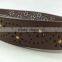 3.8 cm width western burned perforated with rivet stud PU leather belt