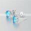 Aquamarine Or Cubic Zirconia Gemstone Earrings For Young Girl
