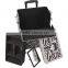 Zebra Pattern Professional Aluminum Rolling Cosmetic Case Makeup 4-Wheel Trolley