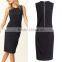 Custom manufacture midi zipper outside woven sleeveless dress