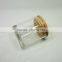 Wholesale flat bottom glass candle jars with sealed bamboo lids