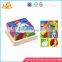 Wholesale new product kids wooden cube jigsaw toy animals pattern wooden cube jigsaw toy W14F022