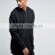 Custom Dropped Shoulders Zip Front Double Layered Waffle Sleeves longline With Hood Black Men's 100% Cotton Casual Hoodies
