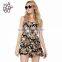 HAODUOYI Hot Sale Women Floral Printed Back Zipper Ruffle Romper with Low Price