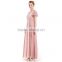 Maxnegio fashion pink maxi patchwork chiffon eveing dress with ruffle women dress