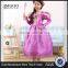MGOO Winter Fashion Forzen Purple Princess Dress Satin With Gold Chain Party Gowns For Kids