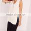 Plain White Women Knitwear With Split Hem Cut Out Front Ladies Sweater Choker Neck Chunky Tunic Cream