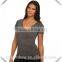 Cotton Polyester Ladies Burnout T Shirts Sexy Deep V Neck T Shirt Slim Fit Womens Blank Burnout Tee Wholesale