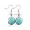 Turquoise Gold Dust Crystal Amethyst Natural Stone Round Drop Earrings