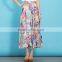 Summer New Arrival Floral Printed Chiffon Long Skirts For Women Elastic Waist Band Printed A line Skirts