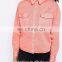 2017 Latest Pink Color With Pockets Long Sleeve Women 100% Cotton New Style Casual Shirt