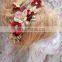 Aidocrystal Red with gold color Wedding Accessory Set Of 3 Hair Clips Bridal accessory handmade Hair Lace Flower Clip for girls