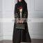 1502#Lace Cuffs Black Muslim Cardigan Patching Long Dresses Islamic Robe with Hijab Open Abaya Kimono 2017