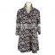 Floral Print Turtle Neck Senior Women Autumn Dress Clothing