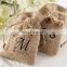 Rustic promotion small burlap drawstring favor bag with romantically print
