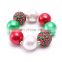 Christmas Girl Chunky Necklace bracelet 2pcs Set  bubble beads boutique Jewelry Sets Gift