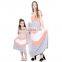 2019 Spring summer family matching clothing mommy and child long maxi dress solid stripes patchwork women dresses