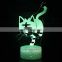 7 Color Changing Touch Switch led night light projector Pet Cat 3D Lamp Optical Illusion Night Light