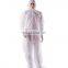Comfortable Breathable Polyester Protective White Disposable Antistatic Coverall For Cleanroom