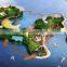Night Eye Bird View 3D Amusement Park Rendering Design of High Level