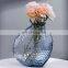 New Design Modern Luxury Nordic Blue Flower Shaped Glass Vase Decoration For Wedding Decor