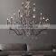Retro French Chandelier White Distressed Wood Rust Metal Arms Candle Style Chandeliers 6 Lights for Living Dining Room