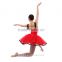 Classic Chinese Red Ballet Performance Tutu Dress With Fashionable Tassel and V Lace Front