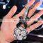 Diamond Camellia Car Key Ring Fashion Flower Car Keychain Lady Bag Hanging Chain Creativity Key Case For Car