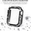 LeYi Luxury Bling Diamond Glass Screen Protector Smart Watch Case for Apple IWatch Series 6 7 8 Bumper Cover