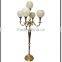 wedding centerpieces candelabra with crystal beaded votive and hangings.