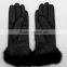 ladies genuine sheepskin new fashion dress leather gloves with fur